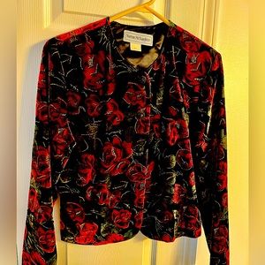 Floral Velvet Dressy Jacket with Gold Accents